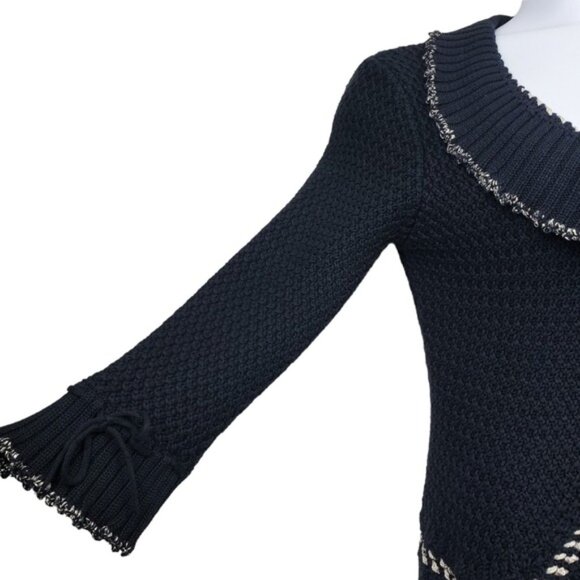 Ruby Rd Womens Black Rosette Knit Cardigan Sweater Size M NWT - Picture 4 of 7